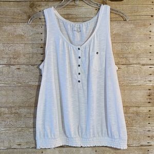 Sonoma Off-White Cream Henley Tank Top Banded Hem EUC Size XL